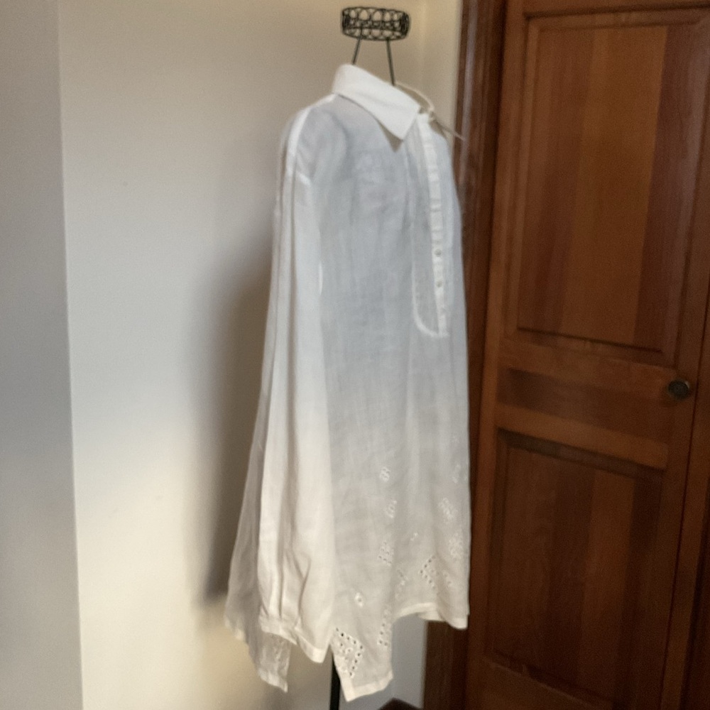 Faconnable cream linen blouse, Medium - Picture 4 of 5